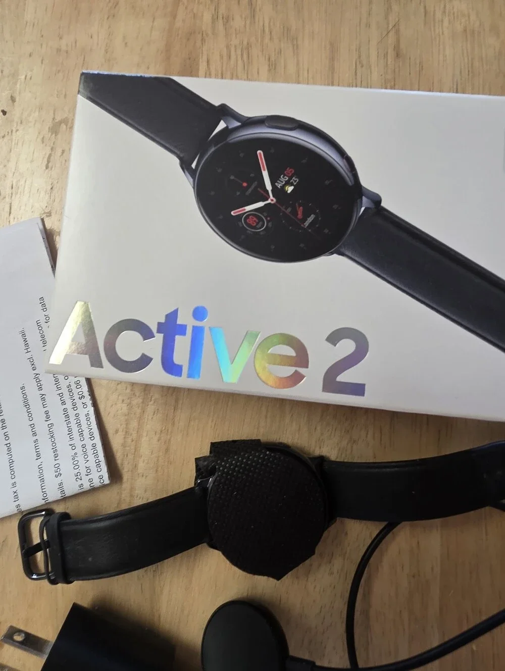 Samsung Galaxy Watch Active2 Black Leather-Style Band Smartwatch